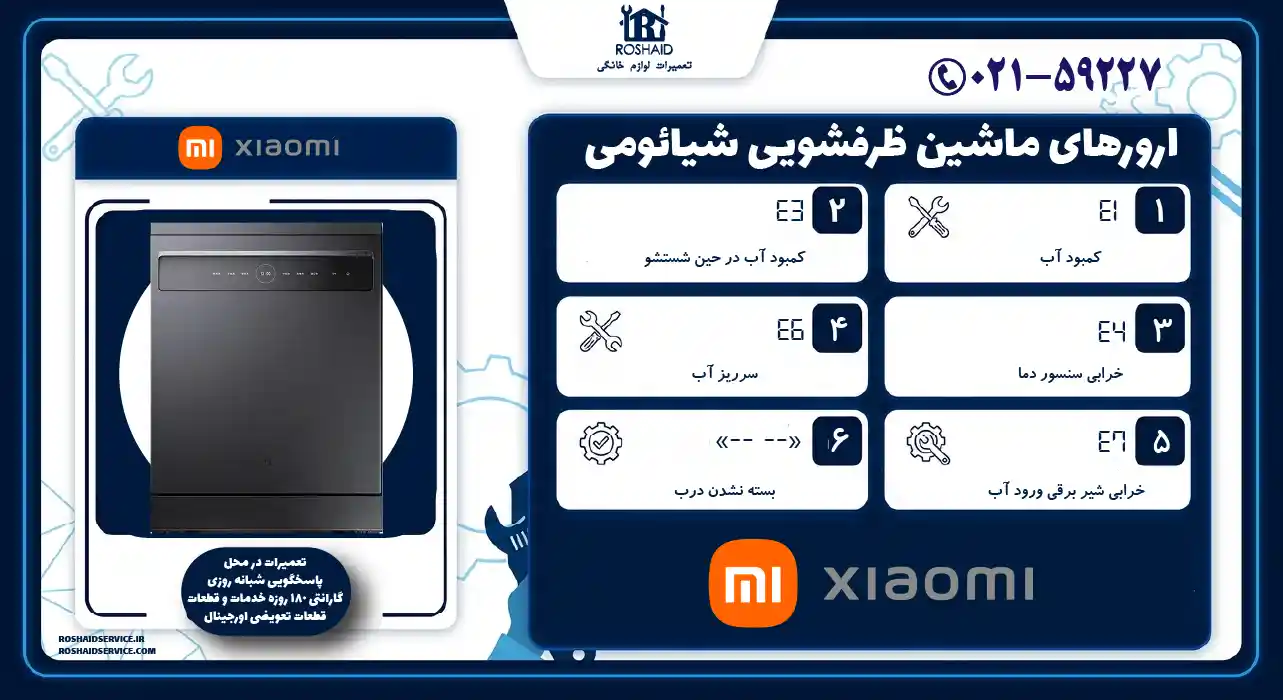 ارورهای ماشین ظرفشویی شیائومی